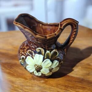 Vintage 1970s Nevco Ceramic Creamer with Flowers